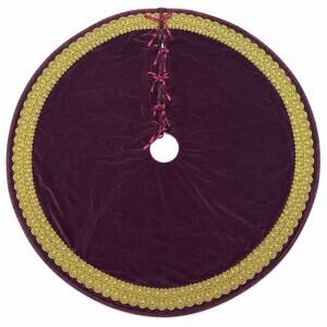 Bombay Company 54” Christmas Tree Skirt Purple Peacock Feather Embroidered